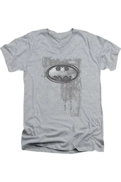 Gildan Batman Rivited Metal Logo Short Sleeve Adult V Neck Tee / T-shirt In Multi