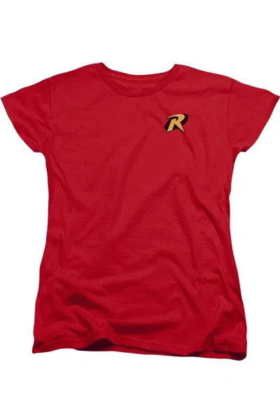 Gildan Batman Robin Logo Short Sleeve Womens Tee / T-shirt In Red