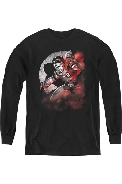 Gildan Kids' Batman Robin Spotlight Youth Long Sleeve Tee / T-shirt In Black