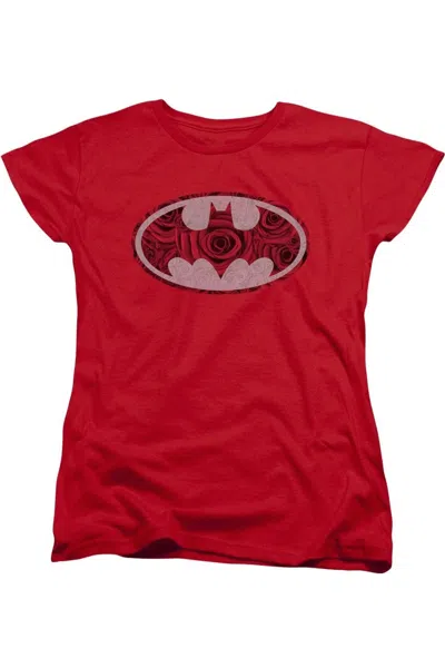 Gildan Batman Rosey Signal Short Sleeve Womens Tee / T-shirt In Red