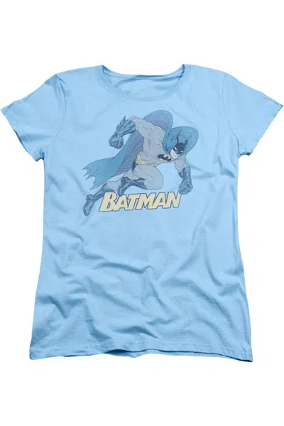 Gildan Batman Running Retro Short Sleeve Womens Tee / T-shirt In Blue