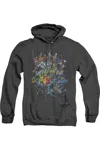 Gildan Batman Saints And Psychos Adult Heather Hoodie / Hooded Sweatshirt In Black