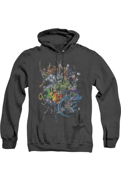 Gildan Batman Saints And Psychos Adult Heather Hoodie / Hooded Sweatshirt In Black