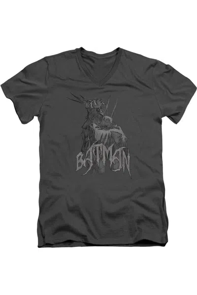 Gildan Batman Scary Right Hand Short Sleeve Adult V Neck Tee / T-shirt In Pink