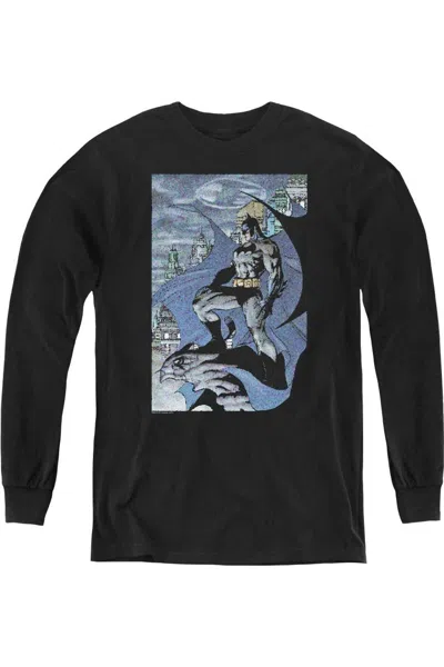 Gildan Kids' Batman Seurbat Youth Long Sleeve Tee / T-shirt In Black