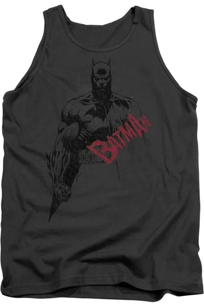 Gildan Batman Sketch Bat Red Logo Adult Tank Top In Pink