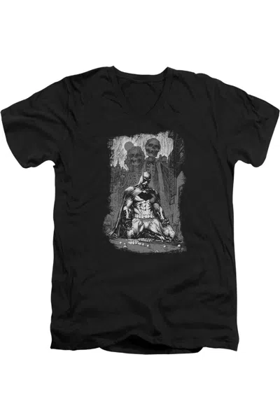 Gildan Batman Sketchy Shadows Short Sleeve Adult V Neck Premium Cotton Tee / T-shirt In Black