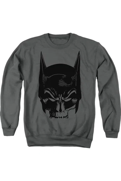 Gildan Batman Skull On Gray Adult Crewneck Sweatshirt In Pink