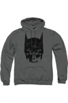 Gildan Batman Skull On Gray Adult Pull Over Hoodie / Hooded Sweatshirt In Pink