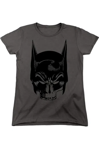 Gildan Batman Skull On Gray Short Sleeve Women´s Tee / T-shirt In Pink