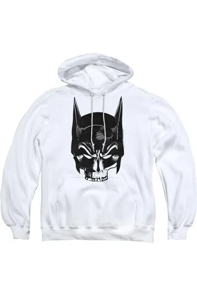 Gildan Batman Skull On White Adult Pull Over Hoodie / Hooded Sweatshirt