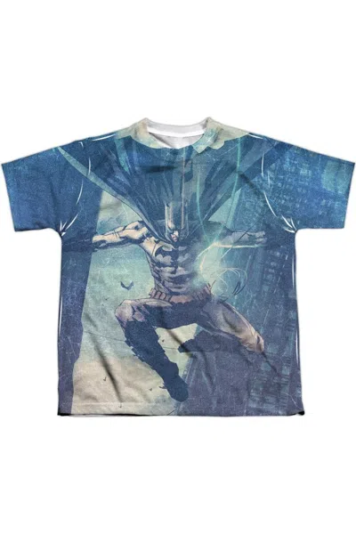 Gildan Kids' Batman Skyscrapers Short Sleeve Youth Poly Crew Tee / T-shirt In Blue