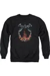 Gildan Batman Smoke & Fire Adult Crewneck Sweatshirt In Black