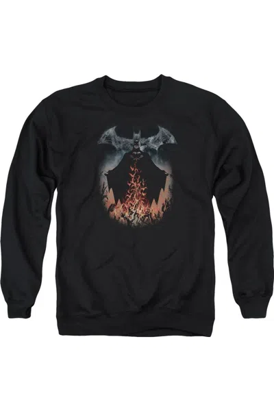 Gildan Batman Smoke & Fire Adult Crewneck Sweatshirt In Black