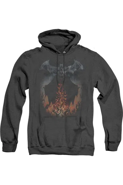 Gildan Batman Smoke & Fire Adult Heather Hoodie / Hooded Sweatshirt In Black