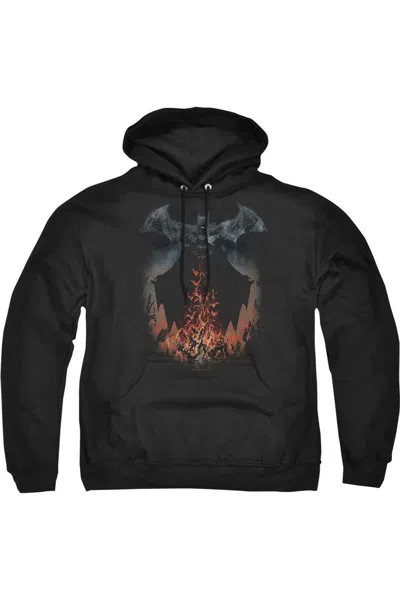 Gildan Batman Smoke & Fire Adult Pull Over Hoodie / Hooded Sweatshirt In Black
