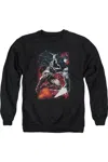 Gildan Batman Sparks Leap Adult Crewneck Sweatshirt In Black