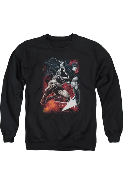 Gildan Batman Sparks Leap Adult Crewneck Sweatshirt In Black