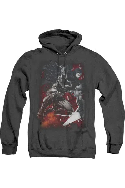 Gildan Batman Sparks Leap Adult Heather Hoodie / Hooded Sweatshirt In Black