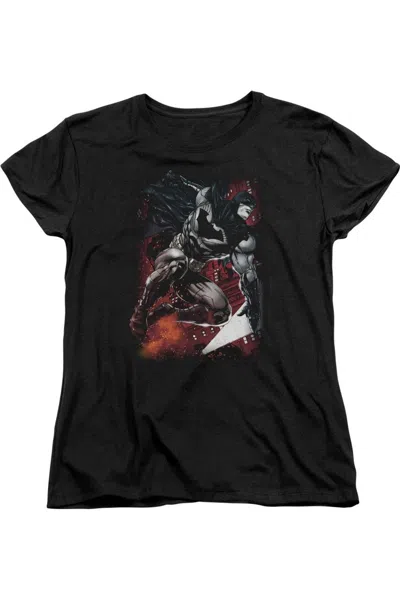 Gildan Batman Sparks Leap Short Sleeve Womens Tee / T-shirt In Black