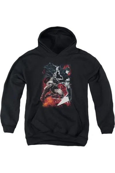 Gildan Kids' Batman Sparks Leap Youth Pull Over Hoodie / Hooded Sweatshirt In Black