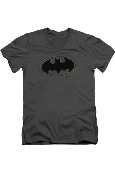 Gildan Batman Spray Paint Logo Short Sleeve Adult V Neck Tee / T-shirt In Pink