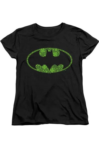 Gildan Batman St. Patrick´s Day Shamrock Logo Short Sleeve Women´s Tee / T-shirt In Black