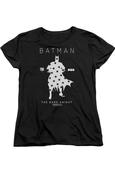 Gildan Batman Star Silhouette Short Sleeve Womens Tee / T-shirt In Black