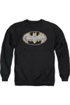 Gildan Batman Steel Fire Shield Adult Crewneck Sweatshirt In Black