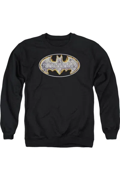 Gildan Batman Steel Fire Shield Adult Crewneck Sweatshirt In Black