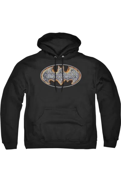 Gildan Batman Steel Fire Shield Adult Pull Over Hoodie / Hooded Sweatshirt In Black