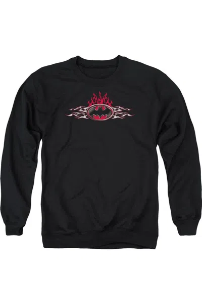 Gildan Batman Steel Flames Logo Adult Crewneck Sweatshirt In Black
