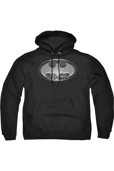 Gildan Batman Steel Wall Shield Adult Pull Over Hoodie / Hooded Sweatshirt In Black