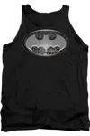 Gildan Batman Steel Wall Shield Adult Tank Top In Black