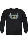 Gildan Batman Steel Wings Logo Adult Crewneck Sweatshirt In Black