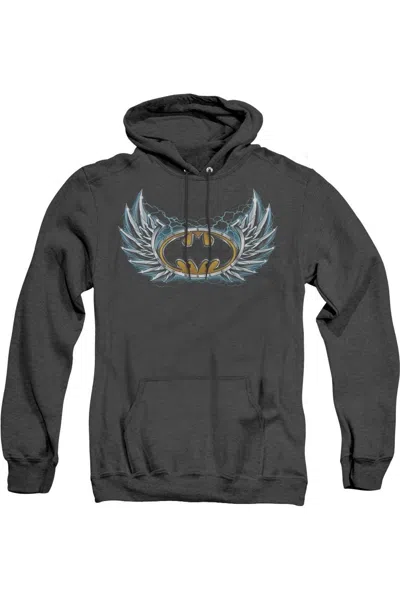 Gildan Batman Steel Wings Logo Adult Heather Hoodie / Hooded Sweatshirt In Black