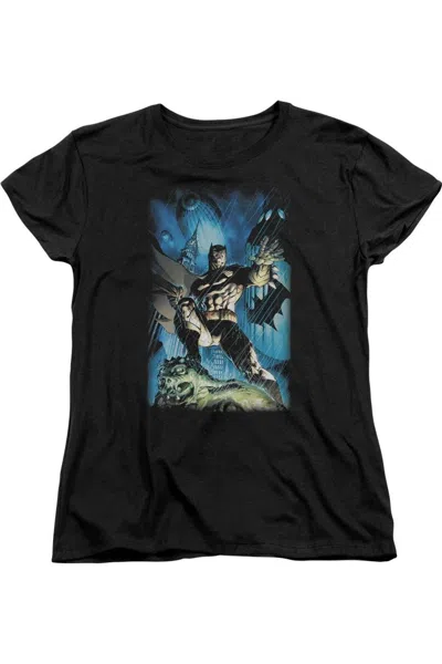 Gildan Batman Stormy Dark Knight Short Sleeve Womens Tee / T-shirt In Black