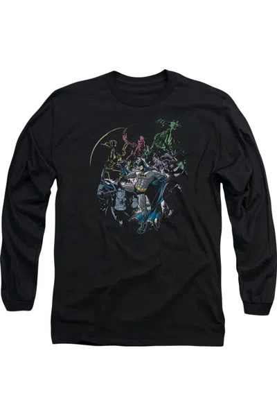 Gildan Batman Surrounded Long Sleeve Adult Tee / T-shirt In Black