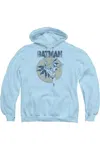 Gildan Batman Swinging Bat Adult Pull Over Hoodie / Hooded Sweatshirt In Blue