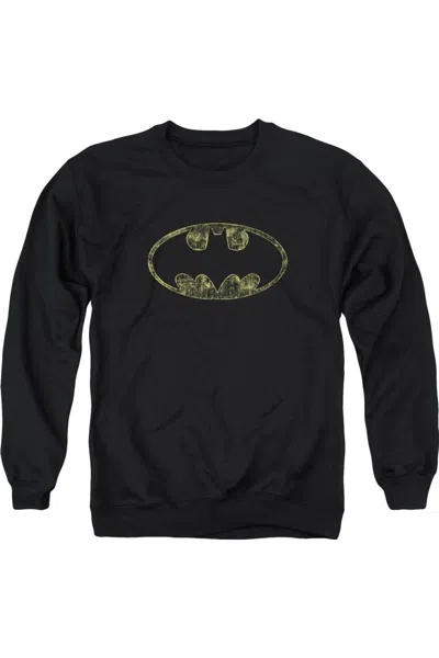 Gildan Batman Tattered Logo Adult Crewneck Sweatshirt In Black