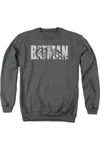 Gildan Batman Text On Gray Adult Crewneck Sweatshirt In Pink