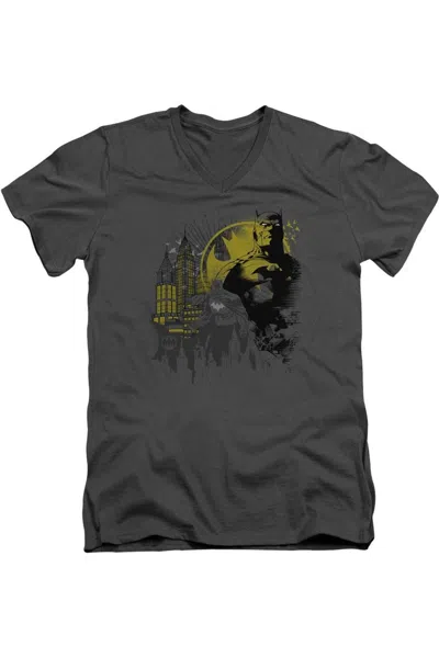 Gildan Batman The Dark City Short Sleeve Adult V Neck Tee / T-shirt In Pink