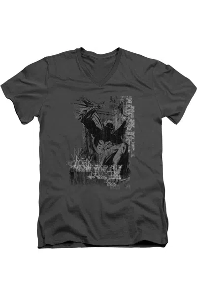 Gildan Batman The Knight Life Short Sleeve Adult V Neck Tee / T-shirt In Gray