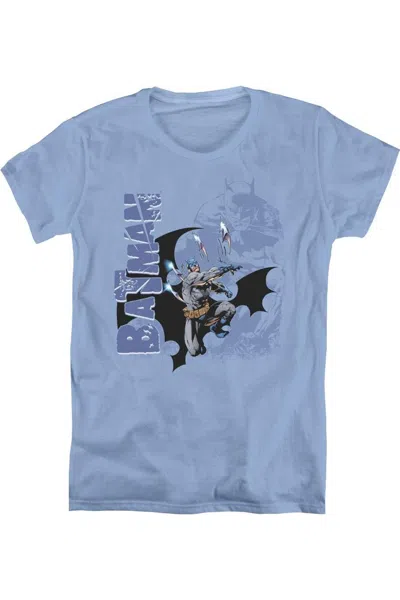 Gildan Batman Throwing Blades Short Sleeve Womens Tee / T-shirt In Blue