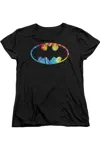 Gildan Batman Tie Dye Batman Logo Short Sleeve Women´s Tee / T-shirt In Black
