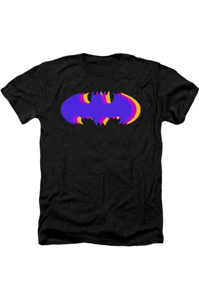 Gildan Batman Tri Colored Symbol Adult Heather Tee / T-shirt In Black