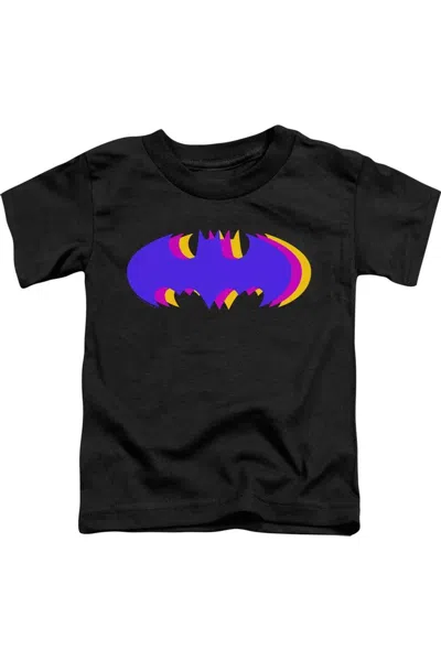 Gildan Kids' Batman Tri Colored Symbol Short Sleeve Youth Tee / T-shirt In Black