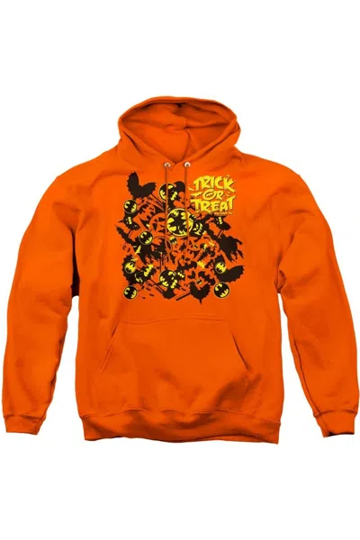 Gildan Batman Trick Or Treat Collage Adult Pull Over Hoodie / Hooded Sweatshirt In Orange