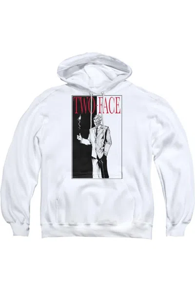 Gildan Batman Two Face Adult Pull Over Hoodie / Hooded Sweatshirt In White