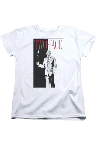 Gildan Batman Two Face Short Sleeve Womens Tee / T-shirt In White